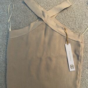 House of Harlow 1960 Tan Ribbed Top